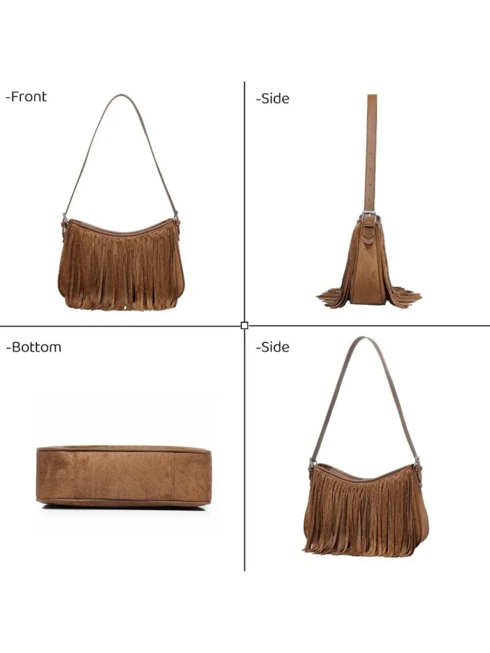 Women's Brown Imported Underarm Suede Western Classy Stylish Trendy Hobo Bag
